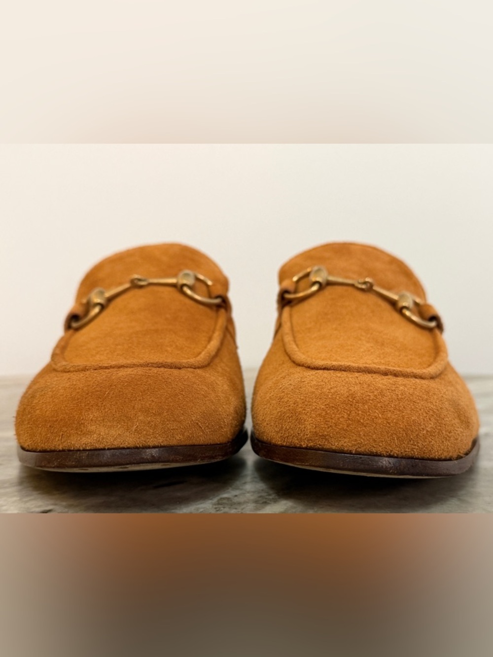 GUCCI JORDAAN  Horsebit Suede Loafers Harness Brown 10 / 10.5 US Tan/Beige - Picture 7 of 10